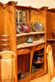 Guimard dining room sideboard by Hector Guimard displaying ceramics by Pierre-Adrien Dalpayrat at Petit Palace Museum. Paris, France.