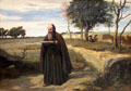 A Reading Monk painting by Camille Corot at Louvre Museum. Paris, France.