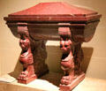 Porphyry burial urn supported by sphinxes from Rome used by Count of Caylus with modern cover at Louvre Museum. Paris, France.