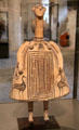 Theban terracotta bell-shaped female idol painted in geometric style with aquatic birds found in child's tomb at Louvre Museum. Paris, France.