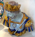 Ceramic bust of king in antique dress from Nevers, France at Sèvres National Ceramic Museum. Paris, France.