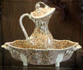 Ceramic covered pitcher & basin by M de Brancas from Apt, France at Sèvres National Ceramic Museum. Paris, France.