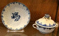 Porcelain plate & covered bowl made by Manuf. Saint-Cloud of Paris at Sèvres National Ceramic Museum. Paris, France.