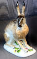 Meissen porcelain rabbit at Sèvres National Ceramic Museum. Paris, France.
