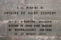 Monument to Antoine de Saint Exupery, author of The Little Prince & French pilot lost on patrol in 1944 at Pantheon. Paris, France.