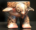 Terra cotta bowl in shape of bird from Pacific region of Nicaragua at Musée du quai Branly. Paris, France.