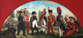 At the Auterlitz Vigil showing reunion of Emperor Napoleon with his officers on wine merchants sign at Carnavalet Museum. Paris, France.