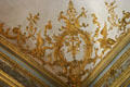 Ceiling corner with gilded filigree in Prince's Room in Petit Château at Château de Chantilly. Chantilly, France.