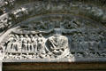 Last Judgment on tympanum of central portal of St-Denis Basilica. St Denis, France.