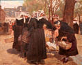 Market at Concarneau, Brittany in native costume painting by Joseph-Félix Bouchor at Vannes Museum of Beaux Arts. Vannes, France
