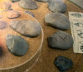 Early Paleolithic chopping tools from local region at Archeology Museum of Morbihan. Vannes, France.