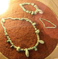 3 necklaces from tumulus of Tumiac à Arzon at Archeology Museum of Morbihan. Vannes, France.