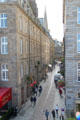 Looking down from ramparts to street below. St Malo, France.