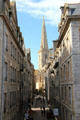 Cathedral above Grand Rue seen from ramparts. St Malo, France.