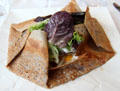 Breton crepe filled with salad. St Malo, France.