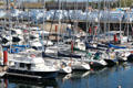Harbor crowded with pleasure boats. St Malo, France.