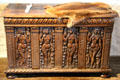 Italian Renaissance chest with carvings representing Four Seasons at Jacques Cartier Manor House Museum. St Malo, France.