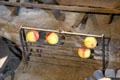 Rack for ripening fruit in front of fireplace in kitchen at Jacques Cartier Manor House Museum. St Malo, France.