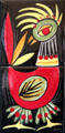 Rooster painting on ceramic tile by Dodik Jégou. St Malo, France.