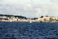 Approaching port & Vauban Citadel of Le Palais. Belle-Isle-en-Mer, France.