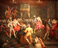 Ball at court of Valois painting by unknown of Paris at Museum of Fine Arts of Rennes. Rennes, France.