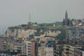 Town & cliffs in afternoon mist. Dieppe, France.