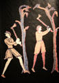 Enlarged scenes of invasion of England at Bayeux Tapestry Museum. Bayeaux, France.