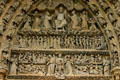 Central portal with angels & Christ over Last Judgment story of Amiens Cathedral. Amiens, France.