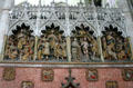 Scenes with polychrome sculpted figures depicting events in life of John the Baptist at Amiens Cathedral. Amiens, France.