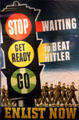 Enlist Now Canadian WWII poster at Juno Beach Centre. Courseulles-sur-Mer, France.