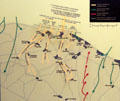 D-Day Juno beach map of Canadian occupation by midnight with Brits & Germans at Juno Beach Centre. Courseulles-sur-Mer, France.