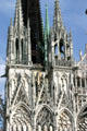 Facade spire details of Rouen Cathedral. Rouen, France