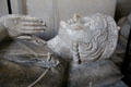 Detail of head & praying hands of Henri the Younger on his tomb at Rouen Cathedral. Rouen, France.