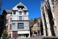 Half-timbered buildings surround St Maclou church. Rouen, France