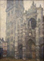 Portal of Rouen Cathedral in gray weather painting by Claude Monet at Rouen Museum of Fine Arts. Rouen, France.