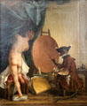 Monkey painter painting by unknown of France at Rouen Museum of Fine Arts. Rouen, France.