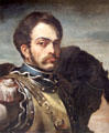 Carabinier in chest armor with his horse painting by Théodore Géricault at Rouen Museum of Fine Arts. Rouen, France.