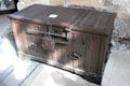 Iron strongbox latch padlock from France at Wrought Iron Museum. Rouen, France.