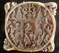 Scene, carved in ivory, of attack on castle at Angers Fine Arts Museum. Angers, France.