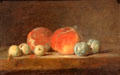 Peaches & Plums painting by Jean Siméon Chardin at Angers Fine Arts Museum. Angers, France.