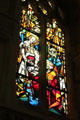 Stained glass window of life of St Louis in St Hubert's Chapel at Chateau Royal of Amboise. Amboise, France.