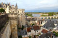 Dwellings & Loire River below Chateau Royal of Amboise. Amboise, France.