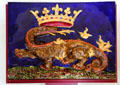 Salamander emblem of François I in enamel tile in Royal Lodge at Chateau Royal of Amboise. Amboise, France.