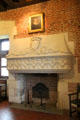 Franciscan Antechamber fireplace in Royal Lodge at Chateau Royal of Amboise. Amboise, France.