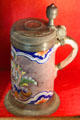 Covered tankard with enamel glaze decoration in Great Hall at Château de Clos Lucé. Amboise, France.