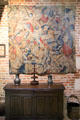 Fragment of Tournai Belgium tapestry depicting epic poem, Song of Roland in kitchen at Château de Clos Lucé. Amboise, France.