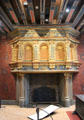 Renaissance fireplace decorated with François I salamander & initials in François I Renaissance wing at Blois Chateau. Blois, France.