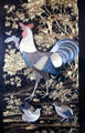 Inlaid oriental plaque of bluish rooster & chicks at Chateau D'Ussé. Ussé, France.