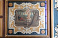 One of 34 panels show story of Don Quixote by Jean Monier in dining room at Cheverny Chateau. Cheverny, France.