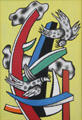 Composition aux deux oiseaux sur fond jaune painting at Musée National Fernand Léger. Biot, France.